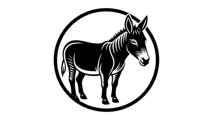 a-mule-icon-in-circle-logo white background vector illustration