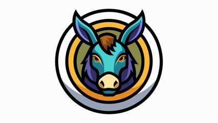  a-mule-icon-in-circle-logo white background vector illustration