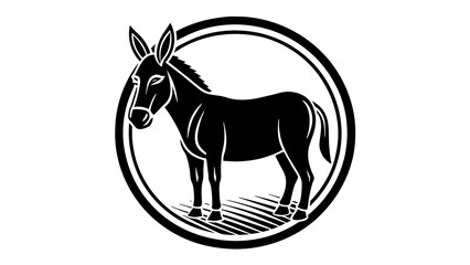  a-mule-icon-in-circle-logo white background vector illustration