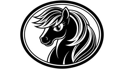 a-pony-icon-in-circle-logo white background vector illustration
