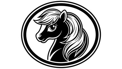  a-pony-icon-in-circle-logo white background vector illustration