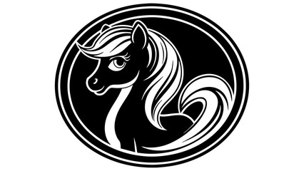  a-pony-icon-in-circle-logo white background vector illustration