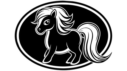  a-pony-icon-in-circle-logo white background vector illustration