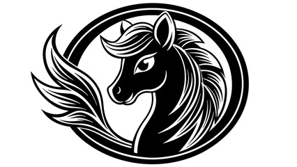 a-pony-icon-in-circle-logo white background vector illustration