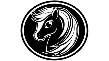  a-pony-icon-in-circle-logo white background vector illustration