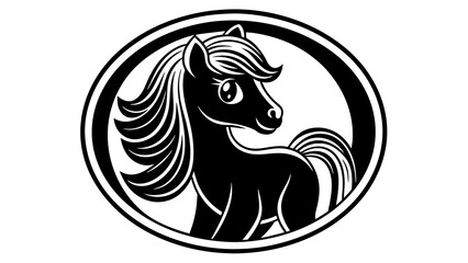  a-pony-icon-in-circle-logo white background vector illustration