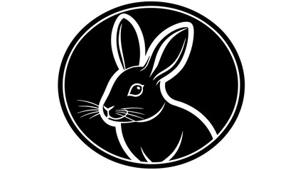 a-rabbit-icon-in-circle-logo white background vector illustration