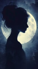Fototapeta premium Silhouette of a woman against the moon