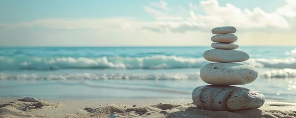 Fototapeta na wymiar Zen stones on a beach
