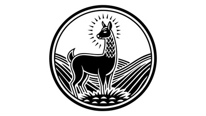 a-Vicuña-a-icon-in-circle-logo white background vector illustration