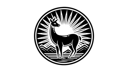 a-Vicuña-a-icon-in-circle-logo white background vector illustration