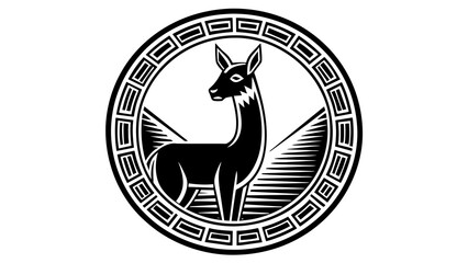 a-Vicuña-a-icon-in-circle-logo white background vector illustration