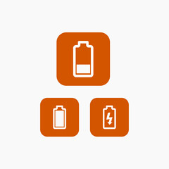 Battery charge level indicator icon on white background