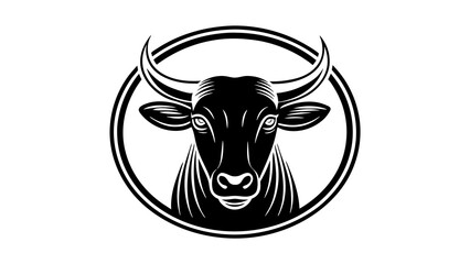  a-zebu-icon-in-circle-logo white background vector illustration