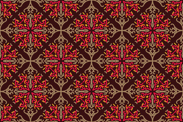 Fototapeta premium Hand drawn abstract seamless pattern, ethnic background, simple style, great for textiles, banners, wallpapers, backgrounds