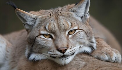 A Lynx With Its Eyes Half Closed Enjoying A Momen
