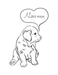 Vector sketch,tattoo,puppy that sits