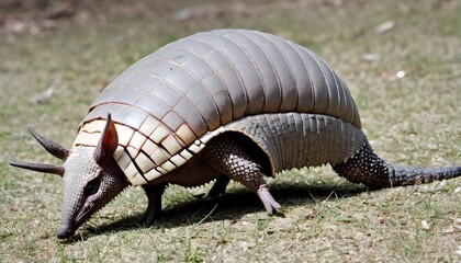 An Armadillo With Its Shell Scuffed From A Recent