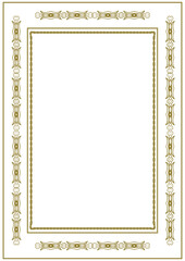 Vintage gold frame with decorative elements in Art Nouveau style. Title page, cover. Version No. 51. Vector illustration