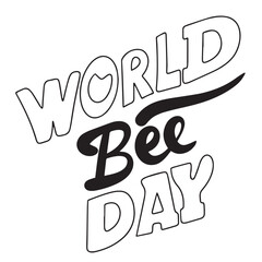 Obraz premium World Bee Day text banner. Hand drawn vector art.