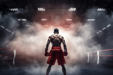 Naklejka premium AI generated picture of determined confident boxer ready to start boxing