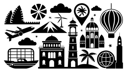 travel-and-tourism-icon-set-on-white-background- vector illustration