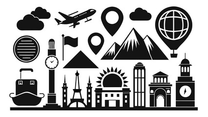 travel-and-tourism-icon-set-on-white-background- vector illustration