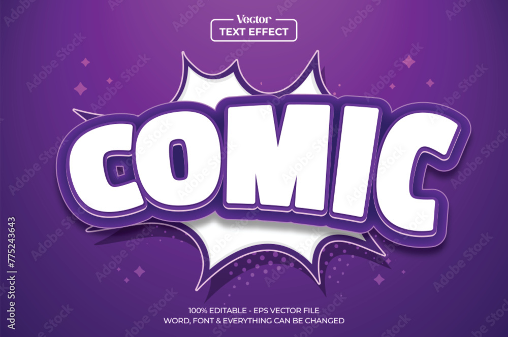 Wall mural comic text effect style. editable text effect with bubble text halftone background.