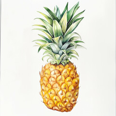 pineapple on a white background watercolor drawing