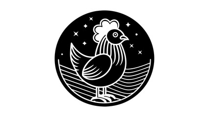 a-chick-icon-in-circle-logo vector illustration 