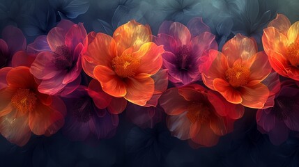 Vibrant digital art of blooming flowers - obrazy, fototapety, plakaty