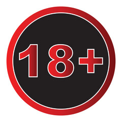 Obraz premium 18 sign warning symbol isolated. warnings minors 18 years, black red badges white, illustration. Adult content sign icon. 11:11