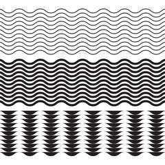 Set of wavy zigzag lines. Wave thin line background. Water wave, sea wave set. Zigzag line. Wiggly squiggle lines vector. 11:11 - obrazy, fototapety, plakaty