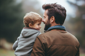 Fototapeta premium Lovable little child with his her mom dad happy family mother father day celebration Generative AI