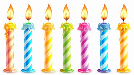 Vibrant Birthday Candles on White Background Generative AI