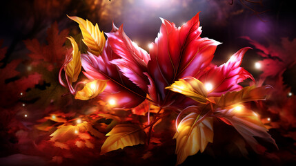 Autumn season leafs plant scene, AI Generative.