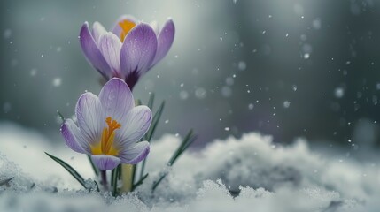 Yellow Flowers on Snow Covered Ground