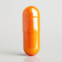 Isolated Orange Pill Capsule for Healthy Medication. Closeup of Aspirin or Medicine on White Background. Pharmaceutical Medicals