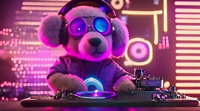 animation of a dog playing DJ