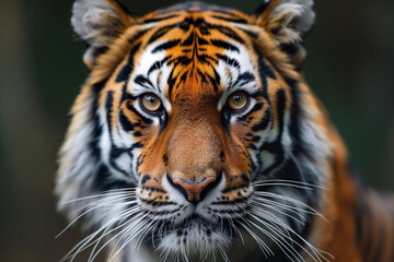 Tiger, feline animal head endangered species outdoors