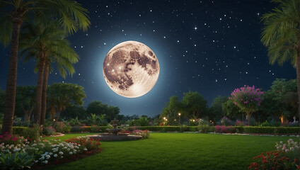 the moon, night scene with moon, moon and tree