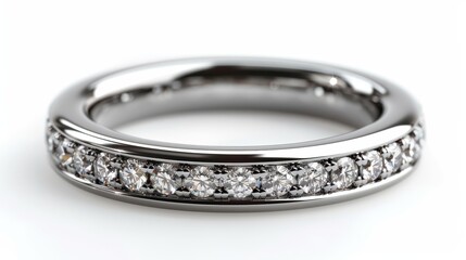 Elegant Wedding Ring on Plain Background Generative AI