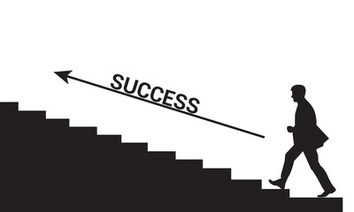 Fototapeta premium a Businessman walking on stairs, success concept vector illustration. 