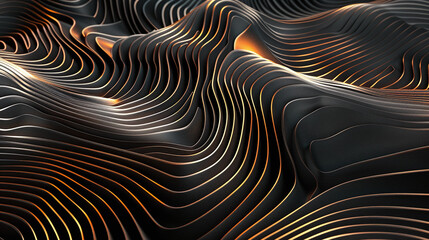 black and golden abstract wavy background