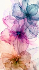 Artistic depiction of colorful translucent flowers
