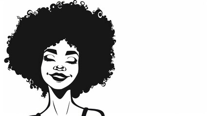 Joyful Afro Girl Silhouette Illustration Generative AI
