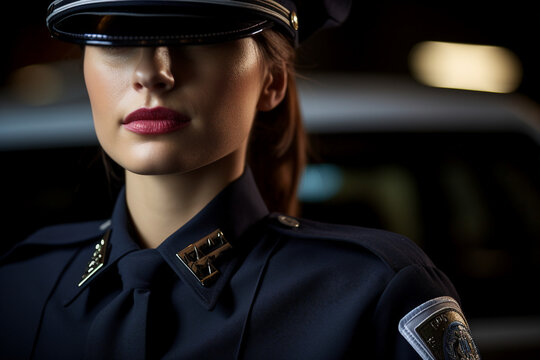 Fictional person Police man woman made with Ai generative technology serious face expression