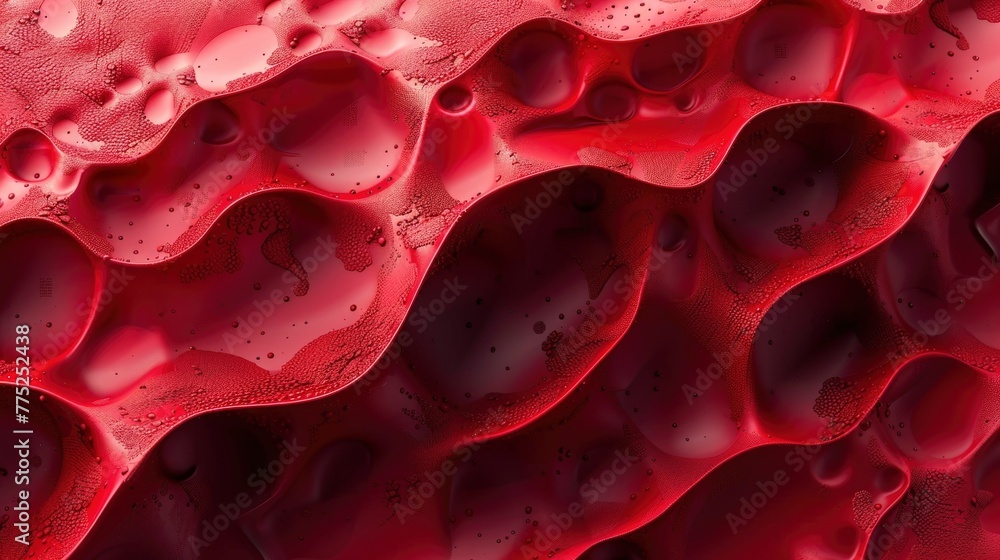 Poster 3d render of wavy architecture in red with modern style