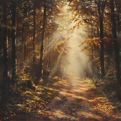 Fototapeta premium autumn forest in the morning