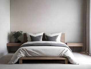 Modern bedroom mockup with bed